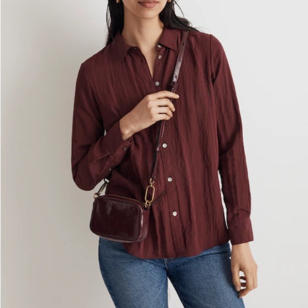 Madewell The Leather Carabiner Mini Crossbody Bag (Cabernet))